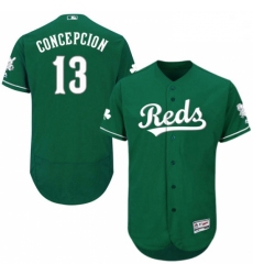 Mens Majestic Cincinnati Reds 13 Dave Concepcion Green Celtic Flexbase Authentic Collection MLB Jersey