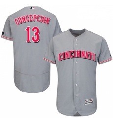Mens Majestic Cincinnati Reds 13 Dave Concepcion Grey Flexbase Authentic Collection MLB Jersey