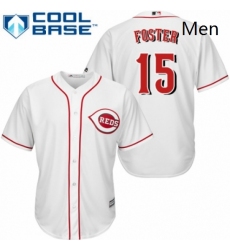 Mens Majestic Cincinnati Reds 15 George Foster Replica White Home Cool Base MLB Jersey 