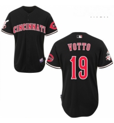Mens Majestic Cincinnati Reds 19 Joey Votto Authentic Black MLB Jersey