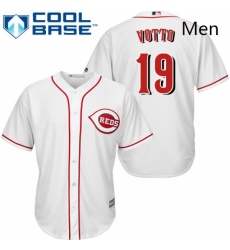 Mens Majestic Cincinnati Reds 19 Joey Votto Replica White Home Cool Base MLB Jersey