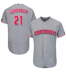 Mens Majestic Cincinnati Reds 21 Michael Lorenzen Grey Flexbase Authentic Collection MLB Jersey