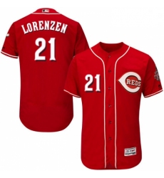 Mens Majestic Cincinnati Reds 21 Michael Lorenzen Red Alternate Flexbase Authentic Collection MLB Jersey