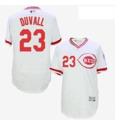 Mens Majestic Cincinnati Reds 23 Adam Duvall White Flexbase Authentic Collection Cooperstown MLB Jersey
