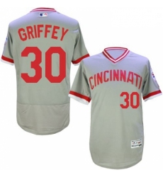 Mens Majestic Cincinnati Reds 30 Ken Griffey Grey Flexbase Authentic Collection Cooperstown MLB Jersey