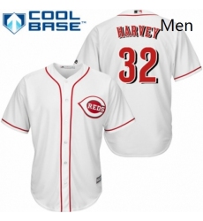 Mens Majestic Cincinnati Reds 32 Matt Harvey Replica White Home Cool Base MLB Jersey 