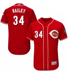 Mens Majestic Cincinnati Reds 34 Homer Bailey Red Alternate Flex Base Authentic Collection MLB Jersey