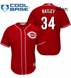 Mens Majestic Cincinnati Reds 34 Homer Bailey Replica Red Alternate Cool Base MLB Jersey