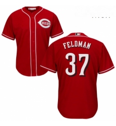 Mens Majestic Cincinnati Reds 37 Scott Feldman Replica Red Alternate Cool Base MLB Jersey