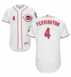 Mens Majestic Cincinnati Reds 4 Cliff Pennington White Home Flex Base Authentic Collection MLB Jersey