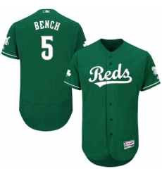 Mens Majestic Cincinnati Reds 5 Johnny Bench Green Celtic Flexbase Authentic Collection MLB Jersey