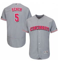 Mens Majestic Cincinnati Reds 5 Johnny Bench Grey Flexbase Authentic Collection MLB Jersey