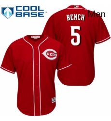 Mens Majestic Cincinnati Reds 5 Johnny Bench Replica Red Alternate Cool Base MLB Jersey