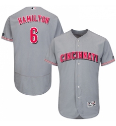 Mens Majestic Cincinnati Reds 6 Billy Hamilton Grey Flexbase Authentic Collection MLB Jersey