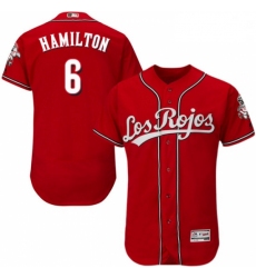 Mens Majestic Cincinnati Reds 6 Billy Hamilton Red Los Rojos Flexbase Authentic Collection MLB Jersey