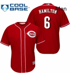 Mens Majestic Cincinnati Reds 6 Billy Hamilton Replica Red Alternate Cool Base MLB Jersey