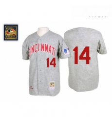 Mens Mitchell and Ness Cincinnati Reds 14 Pete Rose Authentic Grey 1969 Throwback MLB Jersey
