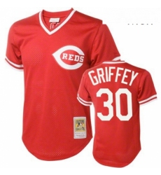 Mens Mitchell and Ness Cincinnati Reds 30 Ken Griffey Authentic Red Throwback MLB Jersey