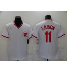 Men's Nike Cincinnati Reds #11 Barry Larkin White Cooperstown Collection Home Stitched MLB Jersey