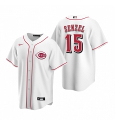 Mens Nike Cincinnati Reds 15 Nick Senzel White Home Stitched Baseball Jersey
