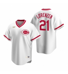 Mens Nike Cincinnati Reds 21 Michael Lorenzen White Cooperstown Collection Home Stitched Baseball Jerse