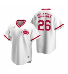 Mens Nike Cincinnati Reds 26 Raisel Iglesias White Cooperstown Collection Home Stitched Baseball Jersey