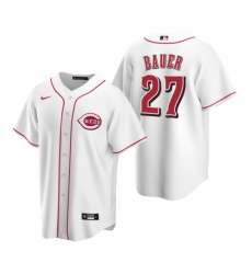 Mens Nike Cincinnati Reds 27 Trevor Bauer White Home Stitched Baseball Jersey
