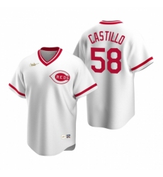 Mens Nike Cincinnati Reds 58 Luis Castillo White Cooperstown Collection Home Stitched Baseball Jersey