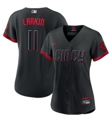 Women Cincinnati Reds 11 Barry Larkin Black 2023 City Connect Stitched Baseball Jersey