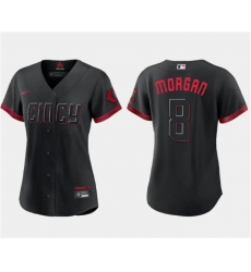 Women Cincinnati Reds 8 Joe Morgan Black 2023 City Connect Stitched Baseball Jersey