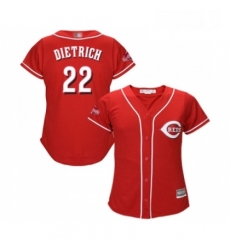 Womens Cincinnati Reds 22 Derek Dietrich Replica Red Alternate Cool Base Baseball Jersey 