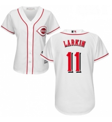 Womens Majestic Cincinnati Reds 11 Barry Larkin Replica White Home Cool Base MLB Jersey