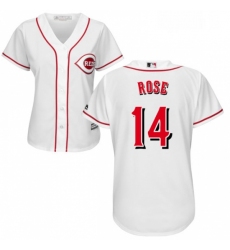 Womens Majestic Cincinnati Reds 14 Pete Rose Replica White Home Cool Base MLB Jersey