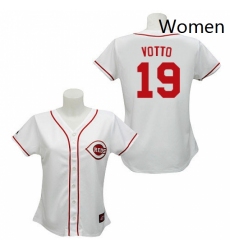 Womens Majestic Cincinnati Reds 19 Joey Votto Authentic White MLB Jersey