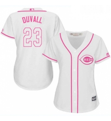 Womens Majestic Cincinnati Reds 23 Adam Duvall Authentic White Fashion Cool Base MLB Jersey