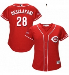 Womens Majestic Cincinnati Reds 28 Anthony DeSclafani Authentic Red Alternate Cool Base MLB Jersey