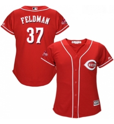 Womens Majestic Cincinnati Reds 37 Scott Feldman Replica Red Alternate Cool Base MLB Jersey