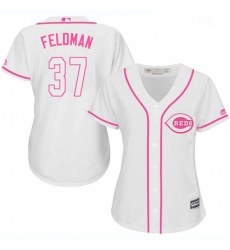 Womens Majestic Cincinnati Reds 37 Scott Feldman Replica White Fashion Cool Base MLB Jersey