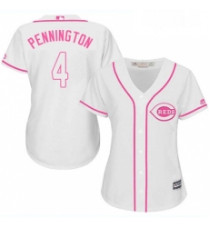 Womens Majestic Cincinnati Reds 4 Cliff Pennington Replica White Fashion Cool Base MLB Jersey 