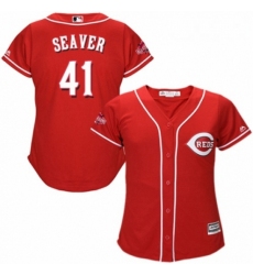 Womens Majestic Cincinnati Reds 41 Tom Seaver Authentic Red Alternate Cool Base MLB Jersey 