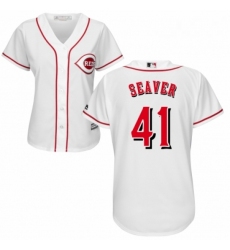 Womens Majestic Cincinnati Reds 41 Tom Seaver Authentic White Home Cool Base MLB Jersey 