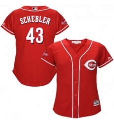Womens Majestic Cincinnati Reds 43 Scott Schebler Authentic Red Alternate Cool Base MLB Jersey 