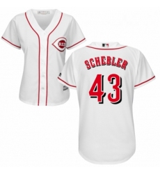 Womens Majestic Cincinnati Reds 43 Scott Schebler Authentic White Home Cool Base MLB Jersey 