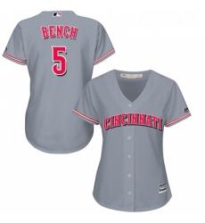 Womens Majestic Cincinnati Reds 5 Johnny Bench Authentic Grey Road Cool Base MLB Jersey