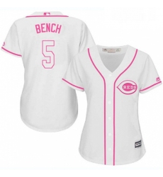 Womens Majestic Cincinnati Reds 5 Johnny Bench Replica White Fashion Cool Base MLB Jersey