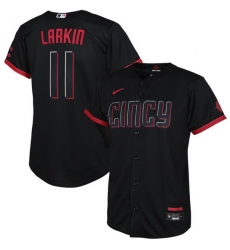 Youth Cincinnati Reds 11 Barry Larkin Black 2023 City Connect Stitched Baseball Jersey