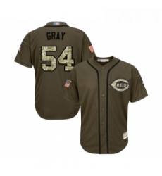 Youth Cincinnati Reds 54 Sonny Gray Authentic Green Salute to Service Baseball Jersey 