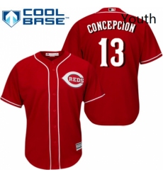 Youth Majestic Cincinnati Reds 13 Dave Concepcion Authentic Red Alternate Cool Base MLB Jersey