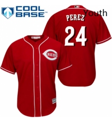 Youth Majestic Cincinnati Reds 24 Tony Perez Authentic Red Alternate Cool Base MLB Jersey