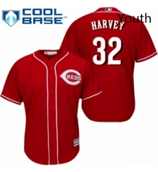 Youth Majestic Cincinnati Reds 32 Matt Harvey Authentic Red Alternate Cool Base MLB Jersey 